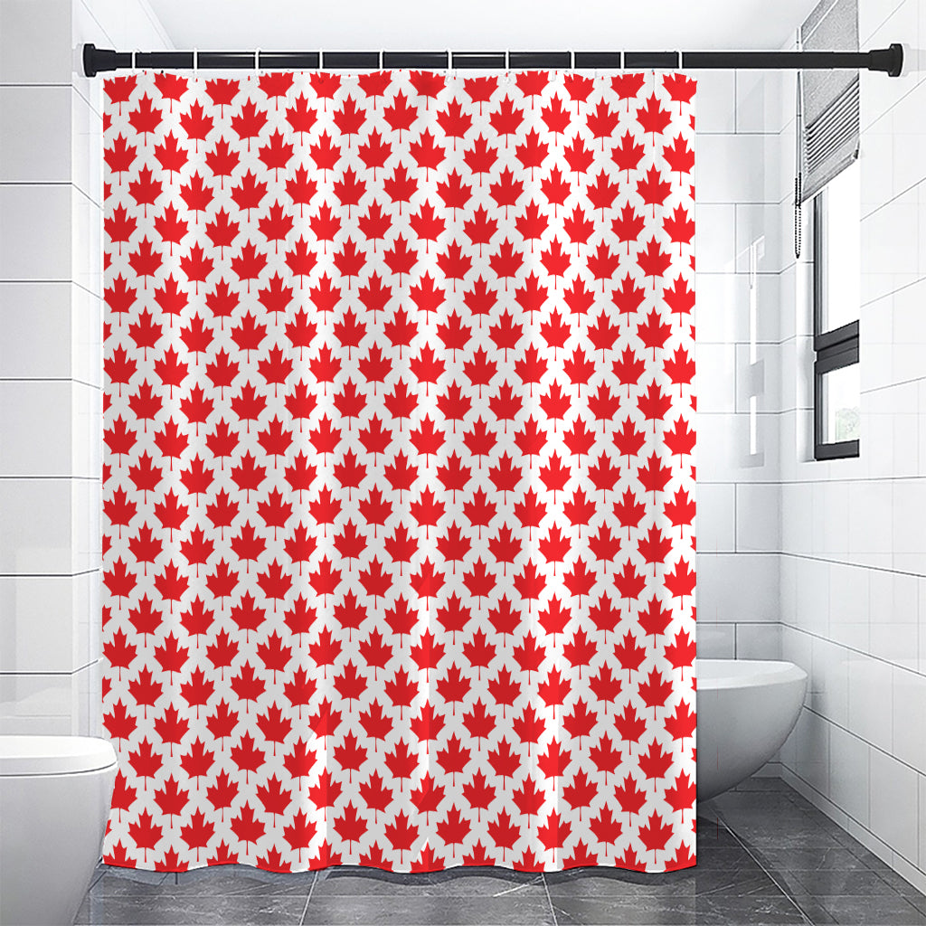 Red Canadian Maple Leaf Pattern Print Premium Shower Curtain