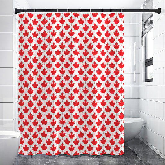Red Canadian Maple Leaf Pattern Print Premium Shower Curtain