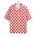 Red Canadian Maple Leaf Pattern Print Rayon Hawaiian Shirt