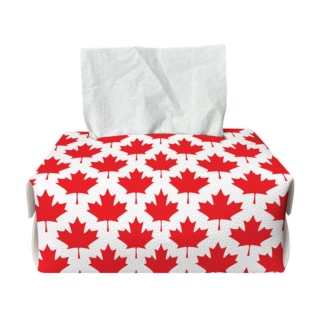 Red Canadian Maple Leaf Pattern Print Rectangle Tissue Box Cover