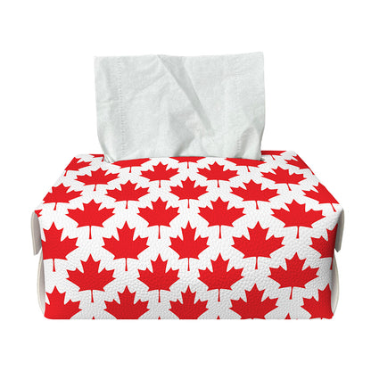 Red Canadian Maple Leaf Pattern Print Rectangle Tissue Box Cover