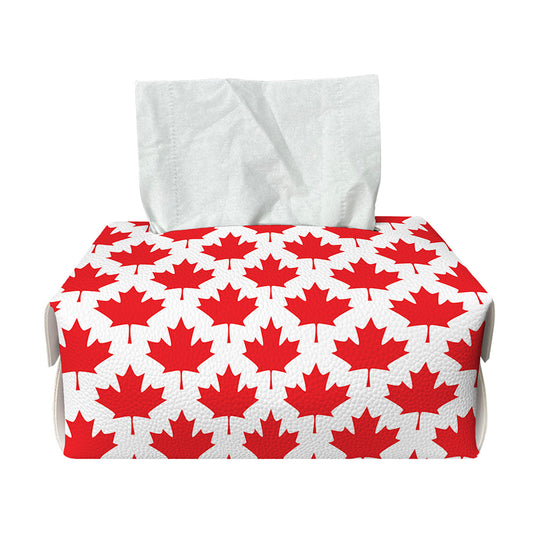 Red Canadian Maple Leaf Pattern Print Rectangle Tissue Box Cover