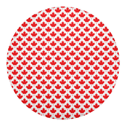 Red Canadian Maple Leaf Pattern Print Round Blanket