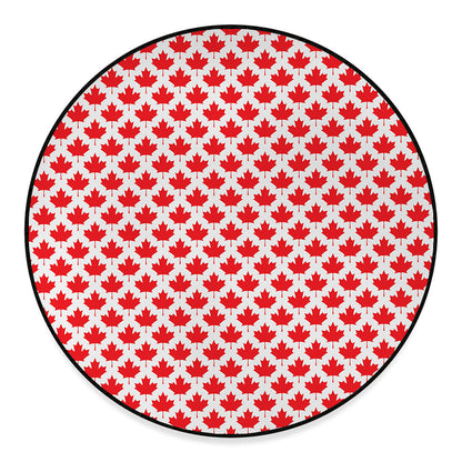 Red Canadian Maple Leaf Pattern Print Round Floor Mat