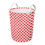 Red Canadian Maple Leaf Pattern Print Round Laundry Basket
