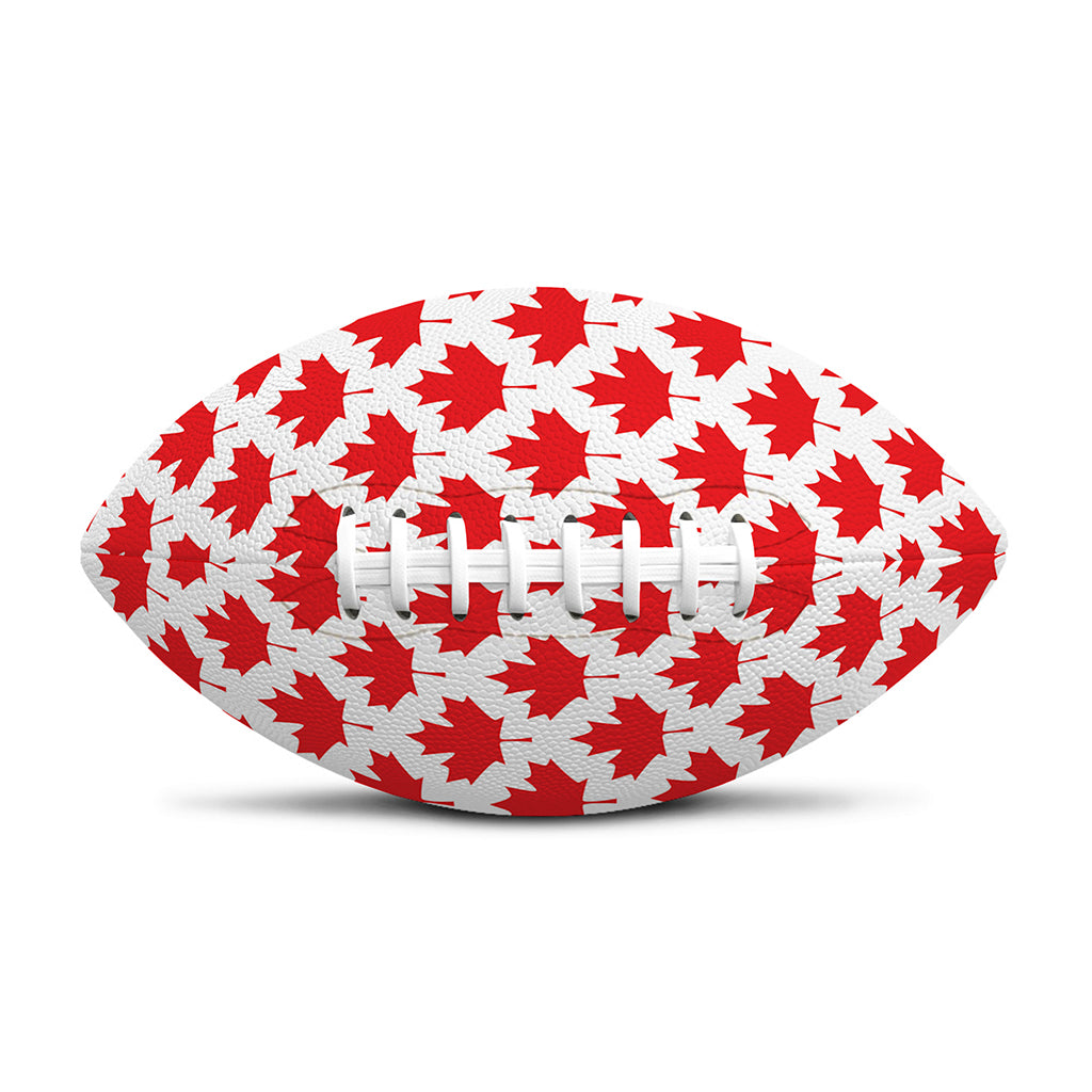 Red Canadian Maple Leaf Pattern Print Rugby Ball