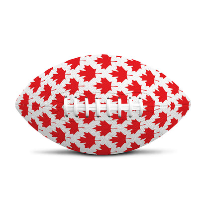Red Canadian Maple Leaf Pattern Print Rugby Ball