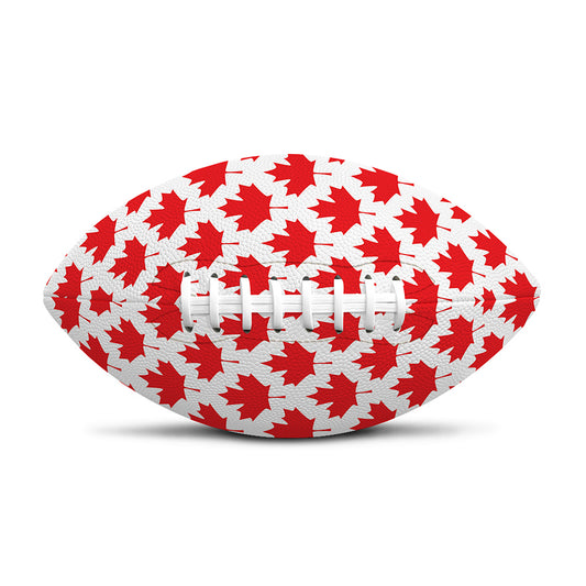 Red Canadian Maple Leaf Pattern Print Rugby Ball