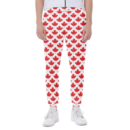 Red Canadian Maple Leaf Pattern Print Scuba Joggers