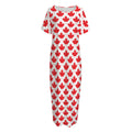 Red Canadian Maple Leaf Pattern Print Short Sleeve Long Nightdress
