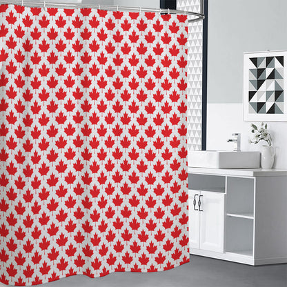 Red Canadian Maple Leaf Pattern Print Shower Curtain