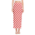 Red Canadian Maple Leaf Pattern Print Side Slit Maxi Skirt