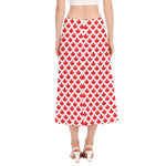 Red Canadian Maple Leaf Pattern Print Side Slit Midi Skirt