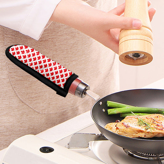 Red Canadian Maple Leaf Pattern Print Skillet Handle Cover