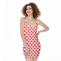 Red Canadian Maple Leaf Pattern Print Sleeveless Bodycon Dress