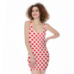 Red Canadian Maple Leaf Pattern Print Sleeveless Bodycon Dress