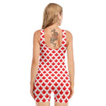Red Canadian Maple Leaf Pattern Print Sleeveless One Piece Swimsuit