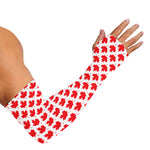 Red Canadian Maple Leaf Pattern Print Sun Protection Arm Sleeves