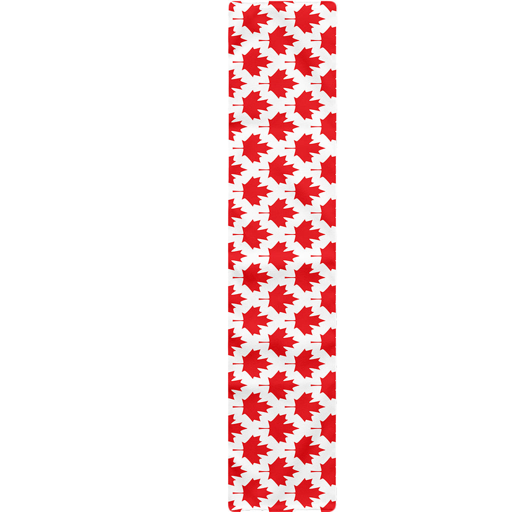 Red Canadian Maple Leaf Pattern Print Table Runner
