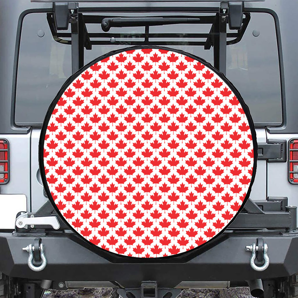 Red Canadian Maple Leaf Pattern Print Tire Cover