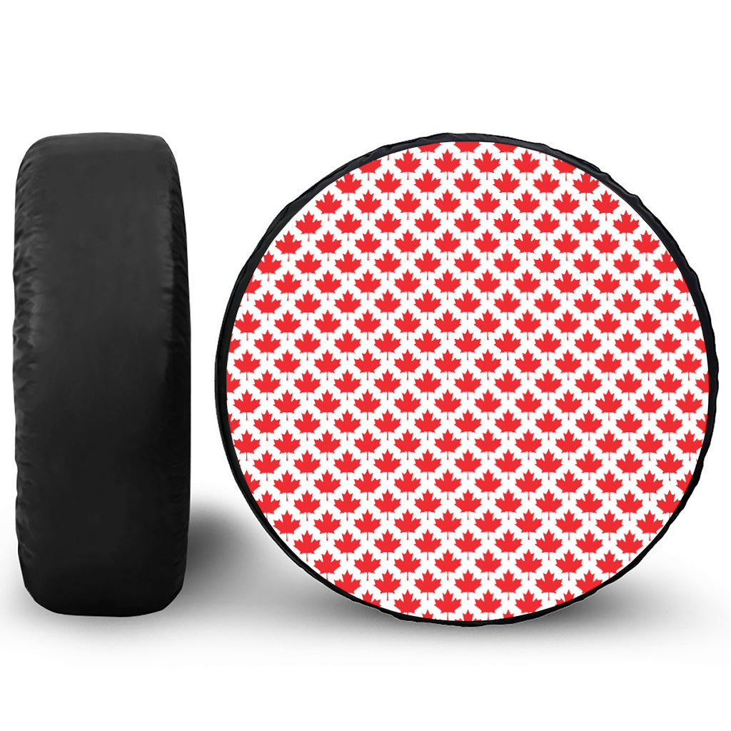 Red Canadian Maple Leaf Pattern Print Tire Cover