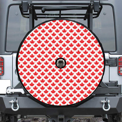 Red Canadian Maple Leaf Pattern Print Tire Cover With Camera Hole