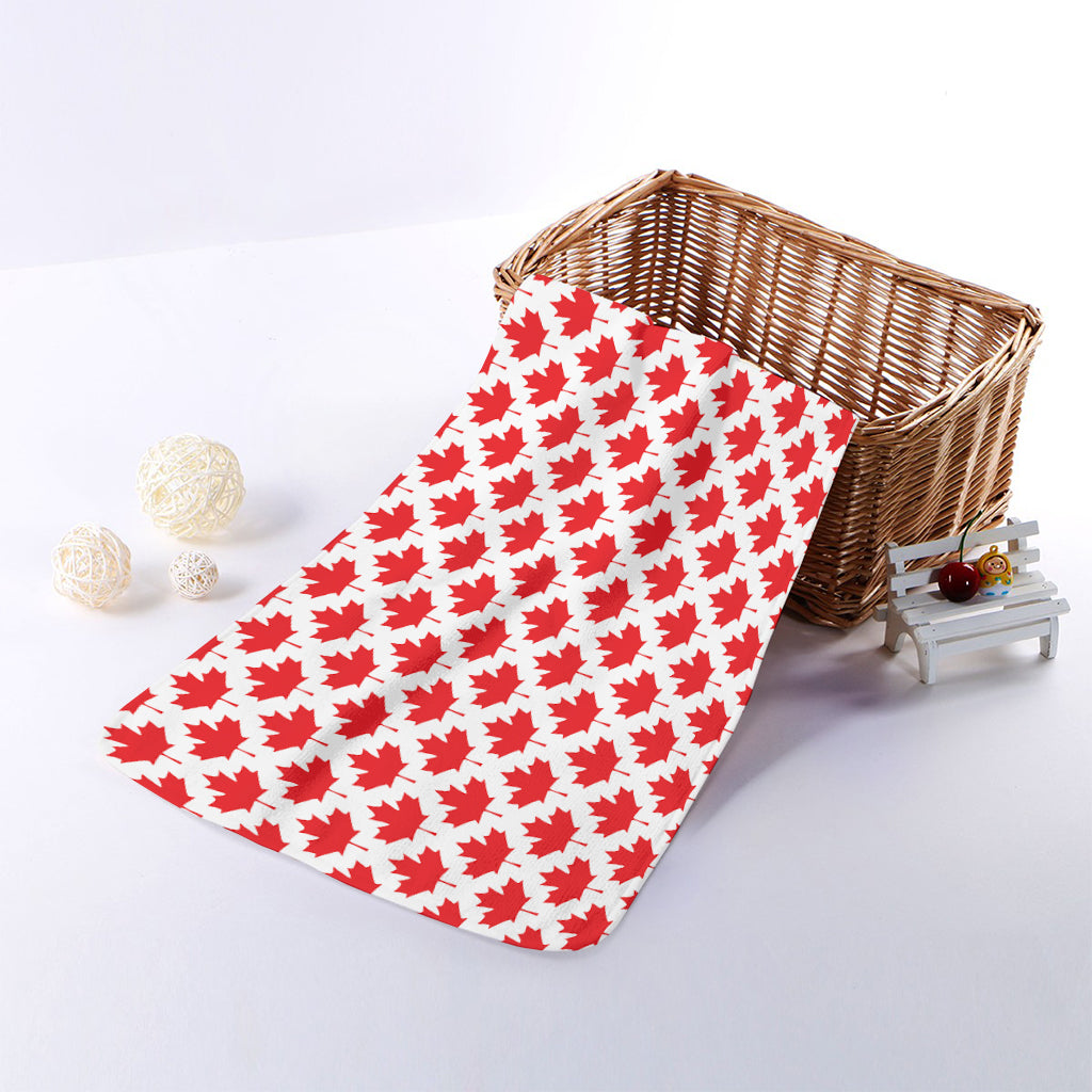 Red Canadian Maple Leaf Pattern Print Towel