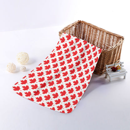 Red Canadian Maple Leaf Pattern Print Towel
