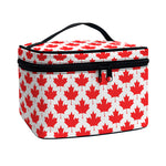 Red Canadian Maple Leaf Pattern Print Travel Makeup Bag