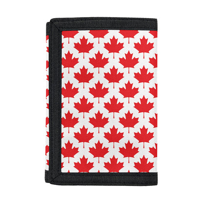 Red Canadian Maple Leaf Pattern Print Trifold Wallet