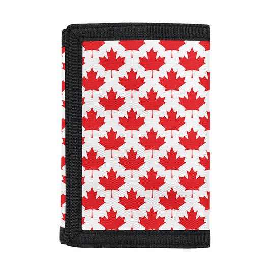 Red Canadian Maple Leaf Pattern Print Trifold Wallet