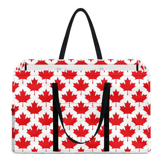 Red Canadian Maple Leaf Pattern Print Utility Tote Bag