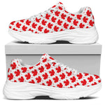 Red Canadian Maple Leaf Pattern Print White Chunky Shoes