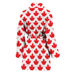 Red Canadian Maple Leaf Pattern Print Women's Bathrobe