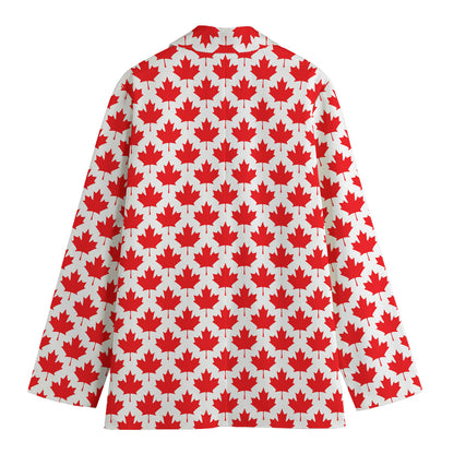 Red Canadian Maple Leaf Pattern Print Women's Blazer