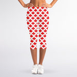 Red Canadian Maple Leaf Pattern Print Women's Capri Leggings