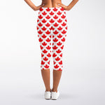 Red Canadian Maple Leaf Pattern Print Women's Capri Leggings