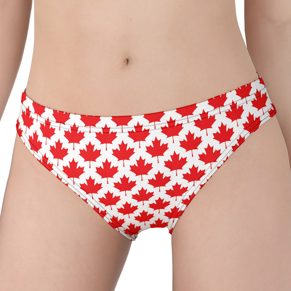 Red Canadian Maple Leaf Pattern Print Women's Panties