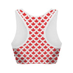 Red Canadian Maple Leaf Pattern Print Women's Sports Bra