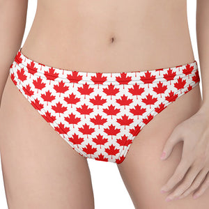 Red Canadian Maple Leaf Pattern Print Women's Thong