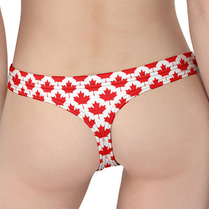 Red Canadian Maple Leaf Pattern Print Women's Thong