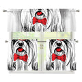 Red Cap Yorkshire Terrier Print 3 Piece Kitchen Curtains