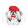 Red Cap Yorkshire Terrier Print Adjustable Apron