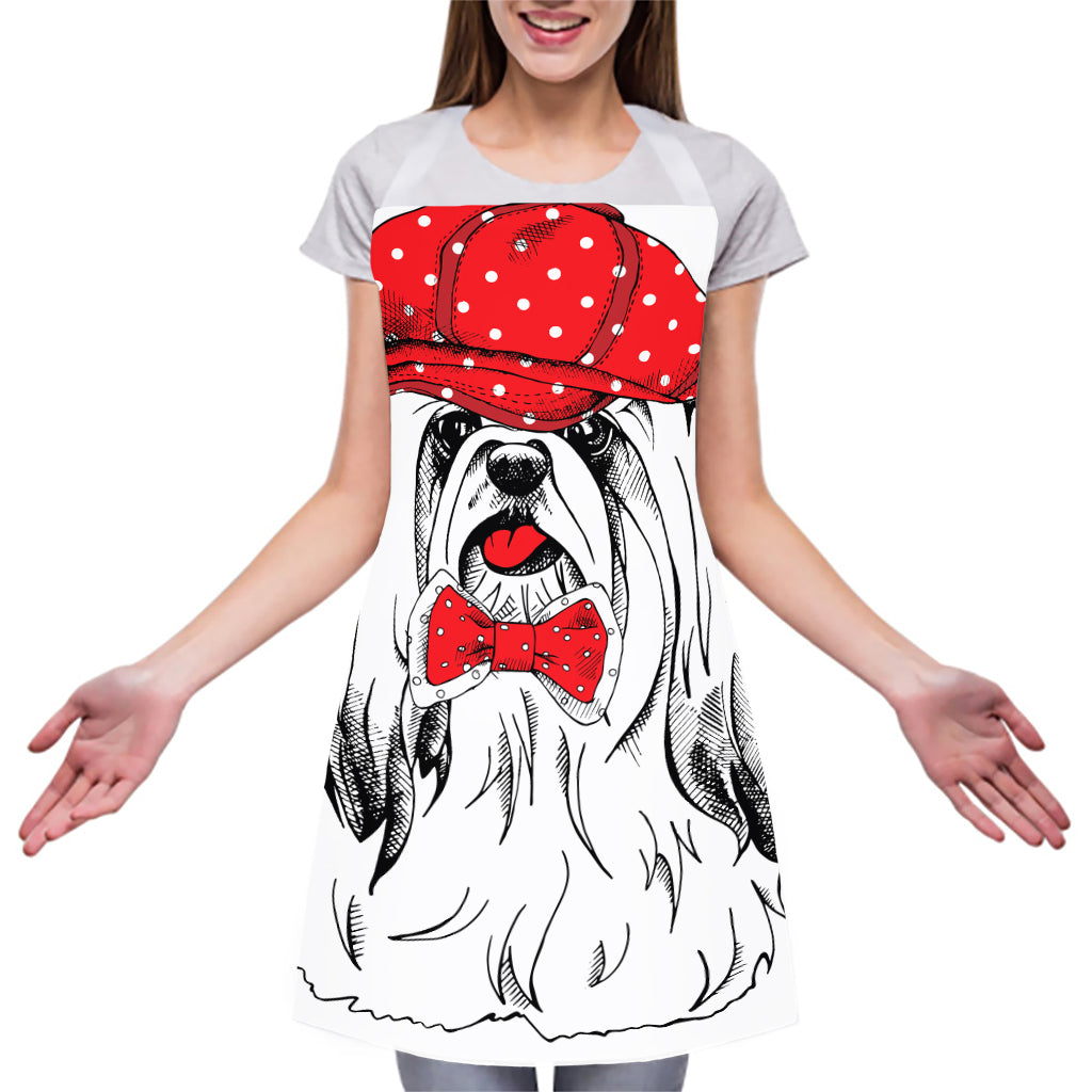 Red Cap Yorkshire Terrier Print Adjustable Apron