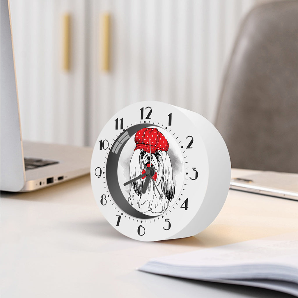 Red Cap Yorkshire Terrier Print Alarm Clock