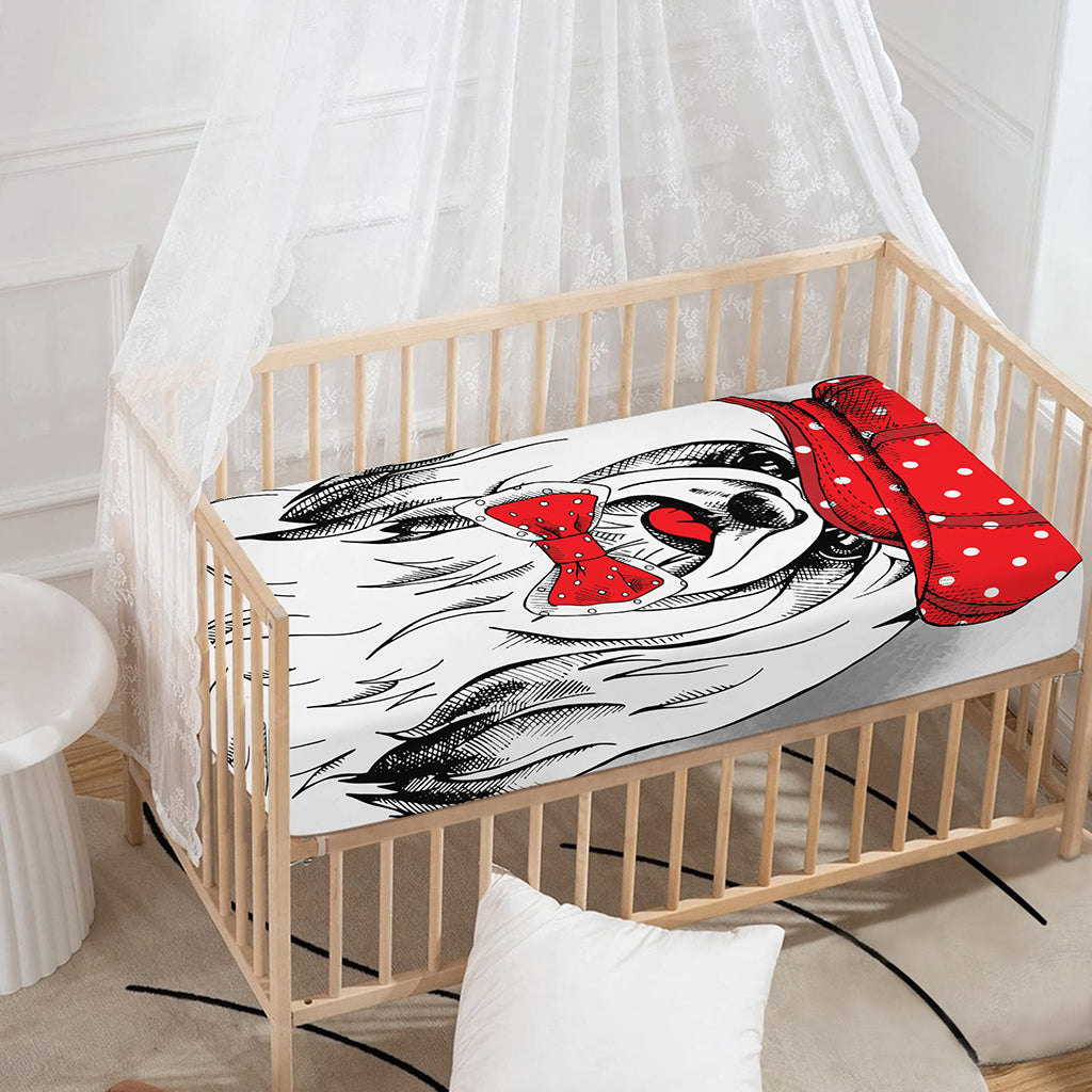 Red Cap Yorkshire Terrier Print Baby Crib Sheet