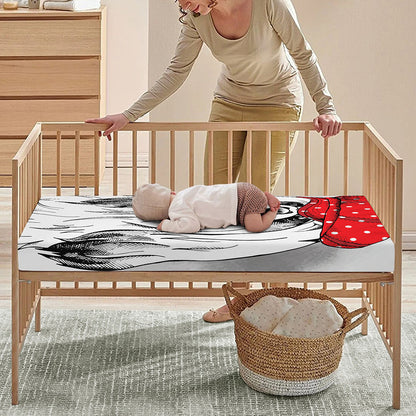 Red Cap Yorkshire Terrier Print Baby Crib Sheet