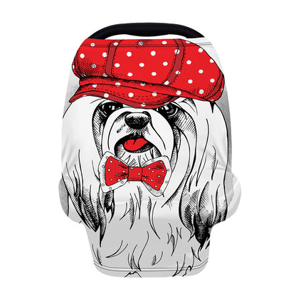 Red Cap Yorkshire Terrier Print Baby Seat Cover