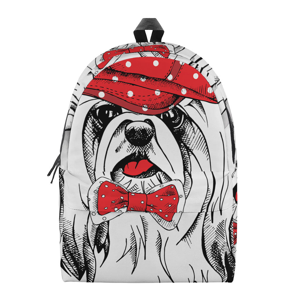 Red Cap Yorkshire Terrier Print Backpack