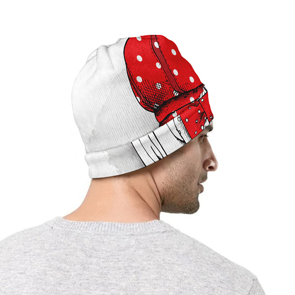 Red Cap Yorkshire Terrier Print Beanie